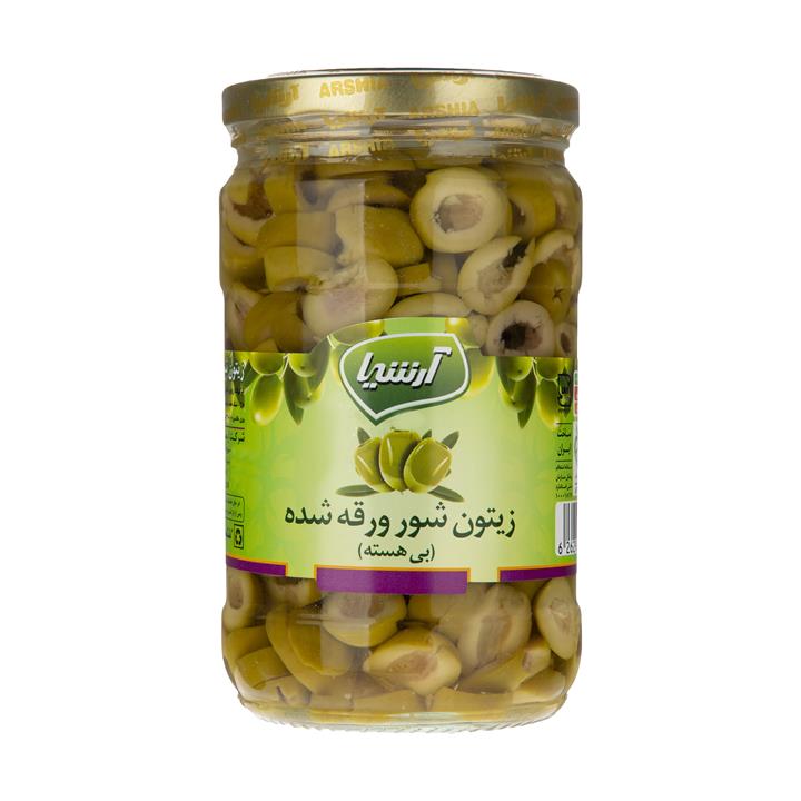 زیتون شور ورقه شده آرشیا مقدار 660 گرم Arshia Sliced Salty Olive 660gr